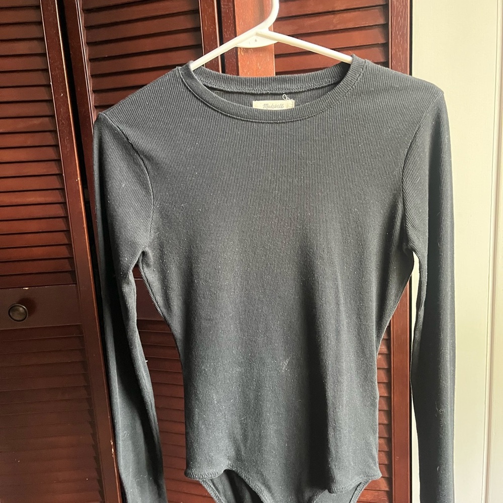 Madewell Black Long Sleeve Bodysuit